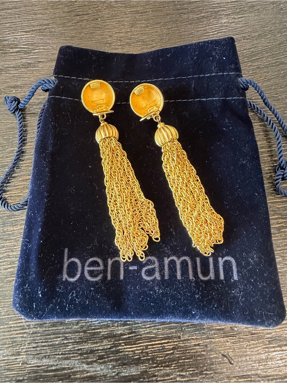 Ben-Amun Gold Chain Tassel Drop Earrings - Picture 5 of 6